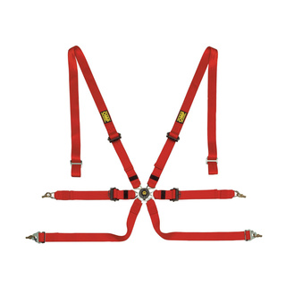OMP Italy Saloon Pull Down 6 - point Safety Belts red