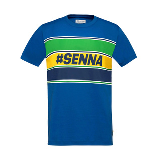 2025 Ayrton Senna F1 Collection Mens Hashtag T-Shirt blue