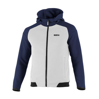 Sparco Italy Full Zip MY25 Mens Hooded Sweatshirt white-navy blue