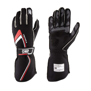 OMP Italy TECNICA MY21 Racing Gloves Black/Red (FIA)