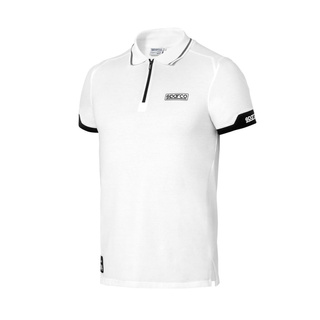  Sparco Italy Mens ZIP Poloshirt white