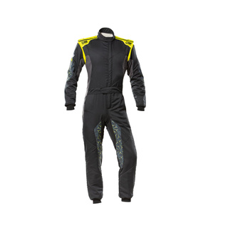 OMP Italy TECNICA HYBRID Racing Suit Black-yellow (FIA)