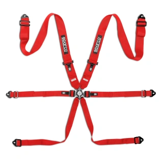 Sparco Competition H3PD 6-Point Harness Red (FIA)