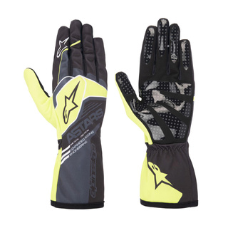 Alpinestars TECH-1 K Race V2 Corporate Racing Gloves Grey/Yellow