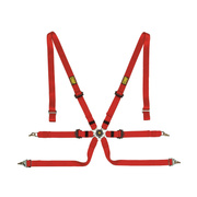 OMP Saloon Pull Down 6-Point Harness Red (FIA)
