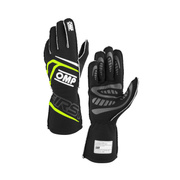 OMP Italy FIRST MY25 Racing Gloves Black-Yellow (FIA)