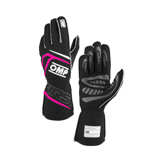 OMP Italy FIRST MY25 Racing Gloves Black-Fuchsia (FIA)