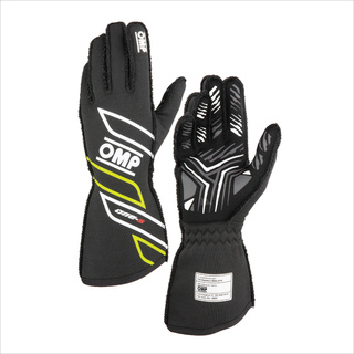 OMP Italy ONE-S MY25 Racing Gloves Black-Yellow (FIA)