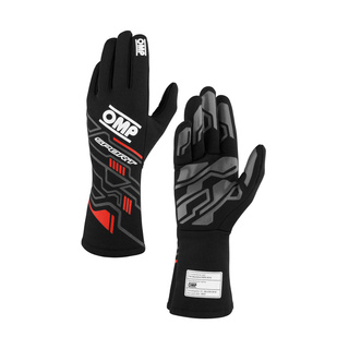 OMP Italy SPORT MY25 Racing Gloves Black-Red (FIA)
