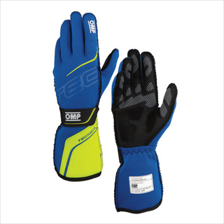 OMP Italy TECNICA Racing Gloves Blue-Yellow (FIA)