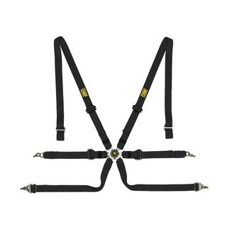 OMP One Pull Down 6-Point Harness Black (FIA)
