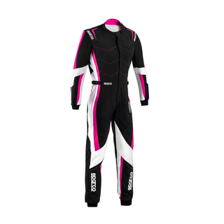 Traje de carreras de niños Sparco KERB negro-rosa (FIA)