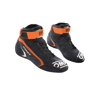 Botas OMP First MY21 azul marino/naranja (FIA)
