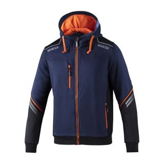 Sudadera con capucha y cremallera Sparco Tech azul marino/naranja