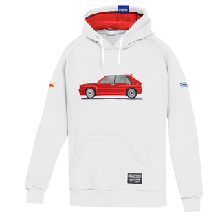 Sudadera con capucha Sparco Lancia HF Delta Integrale blanca/roja