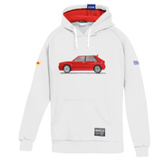 Sweat à capuche Sparco Lancia HF Delta Integrale blanc/rouge