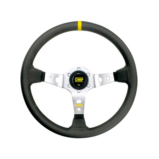 Volant OMP Corsica argent/jaune cuir