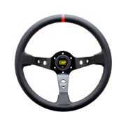 Volant OMP CORSICA BLACK-RED cuir