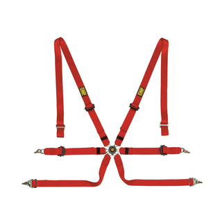 Harnais 6 points OMP One Pull Up rouge (FIA)