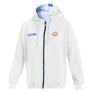 Sparco Italy Full Zip GULF MY25 Mens Hooded Sweatshirt white