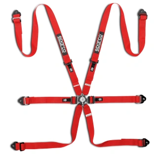 Sparco Competition H-2PD 6-Point Harness Red (FIA)