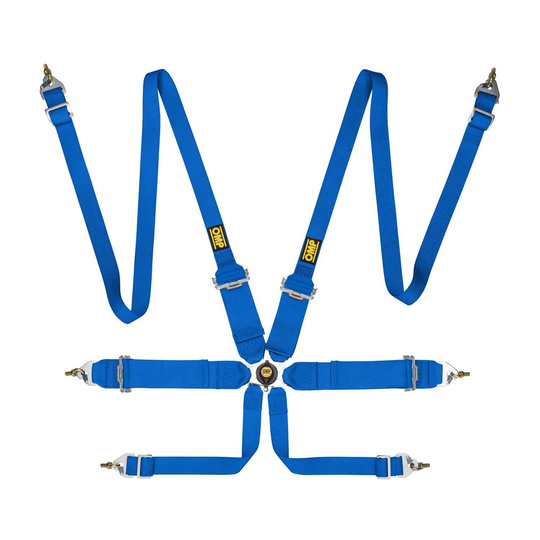 OMP Italy Saloon FHR 6 - point Safety Belts blue