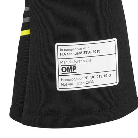 OMP Sport MY25 Racing Gloves Black/Yellow (FIA)