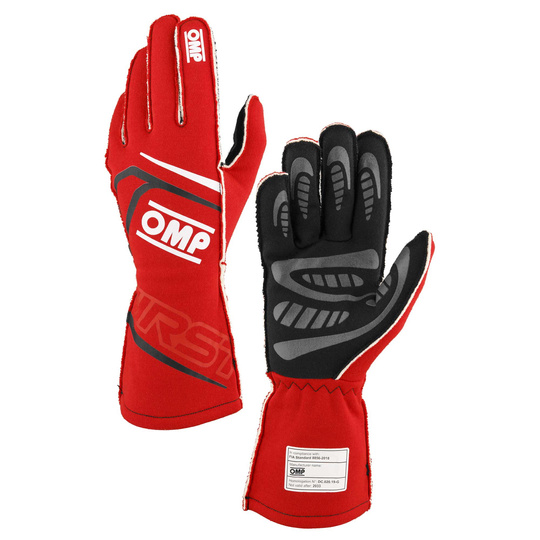 Gants OMP First MY25 rouges (FIA)