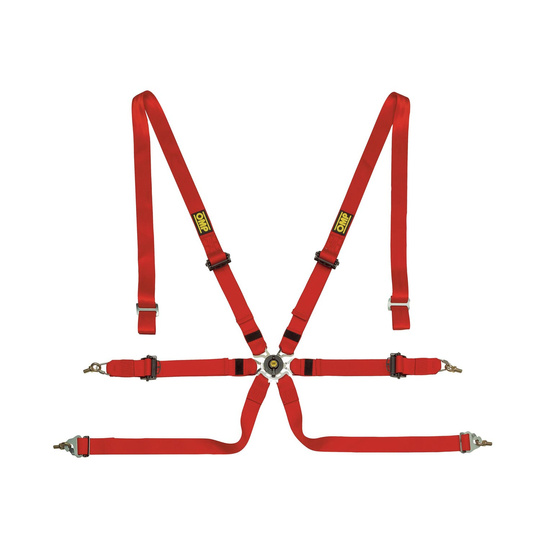 Arnés de 6 puntos OMP One Pull Up rojo (FIA)