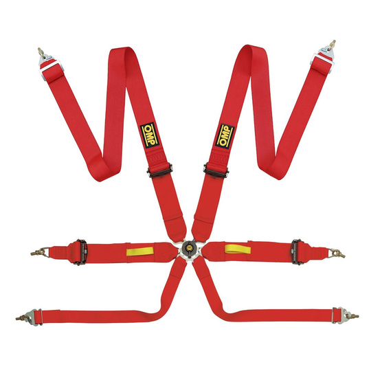 Harnais 6 points OMP Tecnica 3 rouge (FIA)