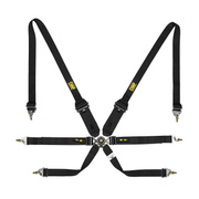 OMP Saloon Pull Down 6-Point Harness Black (FIA)