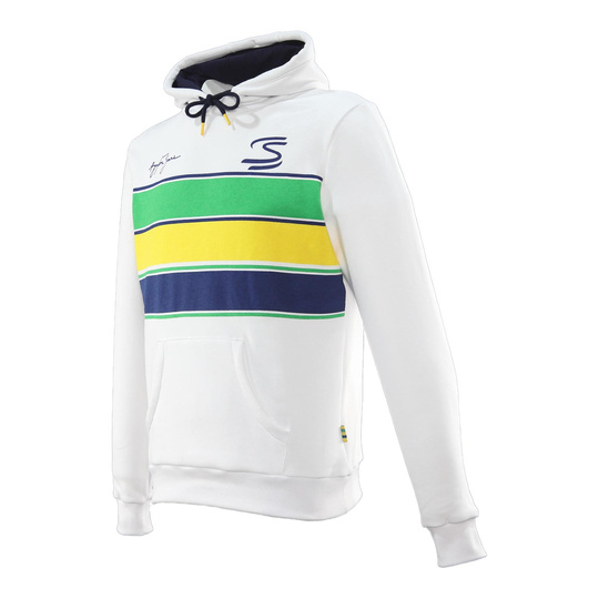 2025 Ayrton Senna F1 Mens Stripe Hooded sweatshirt