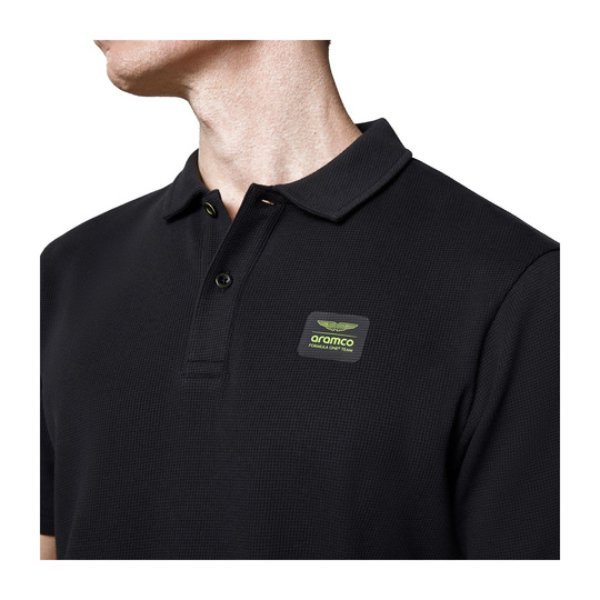 Aston Martin F1 Tech Waffle Polo Shirt Black