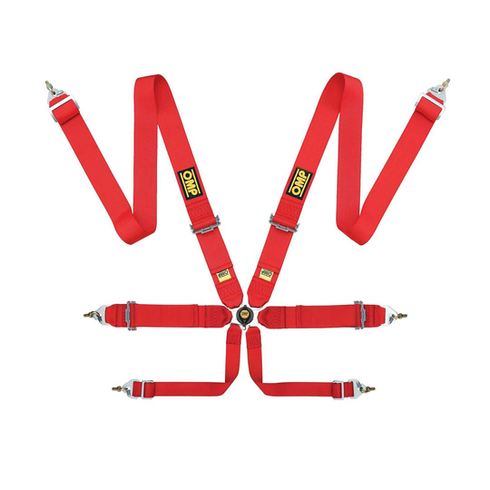 OMP Saloon 6-Point Harness Red (FIA)