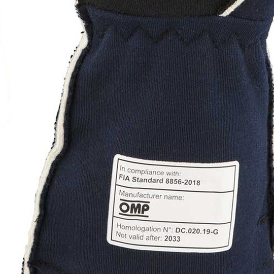 Guantes OMP First MY24 azul marino/naranja (FIA)