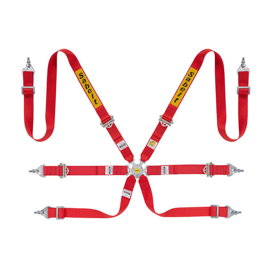 Sabelt Safety Belts 6 - points Silver Saloon Rally 2" Red (with homologation FIA)
