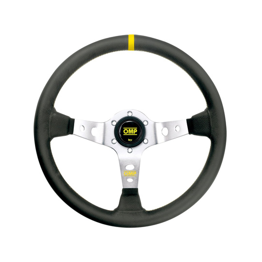 Volante OMP Corsica plateado/amarillo cuero