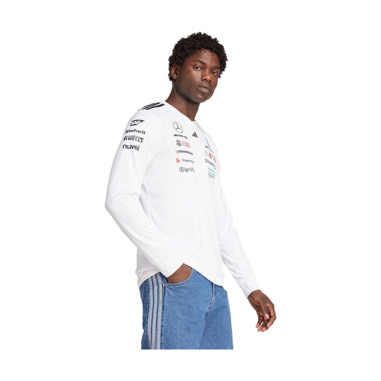 Camiseta de manga larga para hombre Team Mercedes AMG F1 2025 blanco