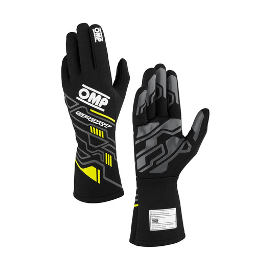 OMP Italy SPORT MY25 Racing Gloves Black-Yellow (FIA)