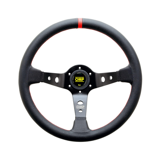Volante OMP Corsica negro/rojo cuero