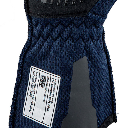 Gants OMP One EVO FX bleu marine (FIA)