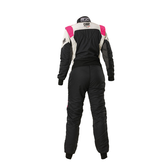 Combinaison OMP First Evo Elle MY25 noire/rose (FIA)