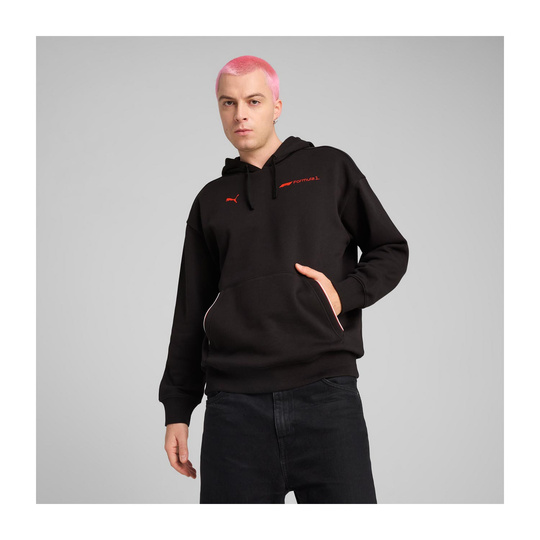 2025 Formula 1 Puma Men's  Essential Relaxed Logo Black Hoodie