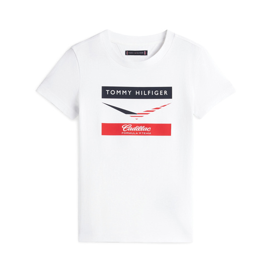 Camiseta infantil Cadillac F1 Chevron 2026 blanca