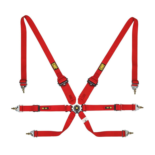 OMP Italy Saloon Endurance 6 - point Safety Belts red