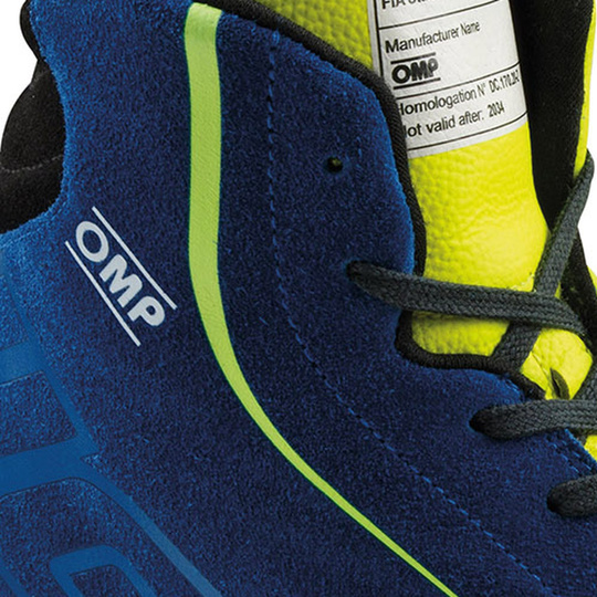 Botas OMP Tecnica MY25 azul marino/amarillas (FIA)