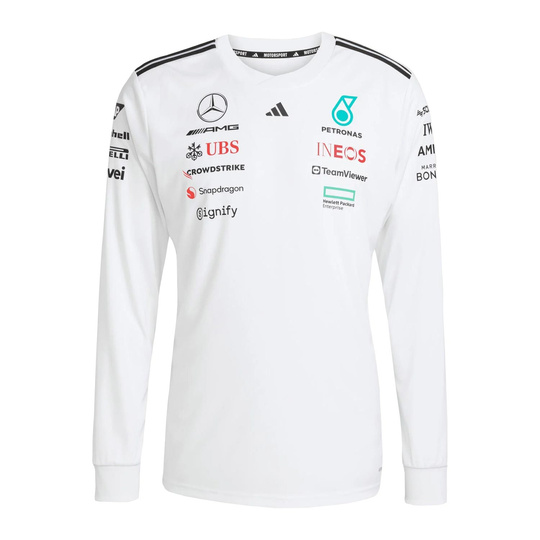 Camiseta de manga larga para hombre Team Mercedes AMG F1 2025 blanco
