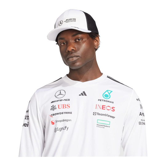 Camiseta de manga larga para hombre Team Mercedes AMG F1 2025 blanco