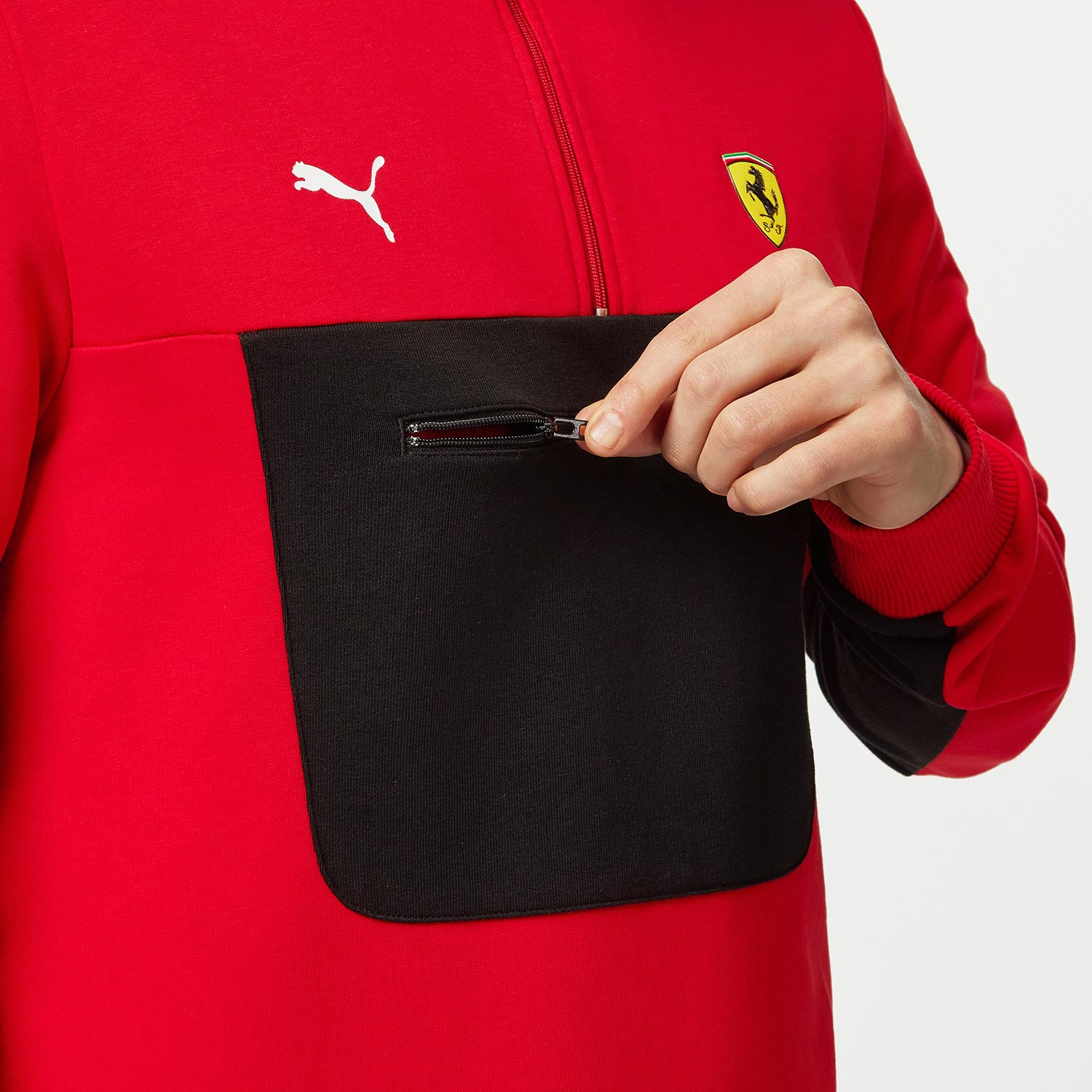 2024 Ferrari F1 Men s 1 4 Zip Red Sweatshirt Red Clothing Sweatshirts Shop by Team Formula 1 Teams Ferrari F1store