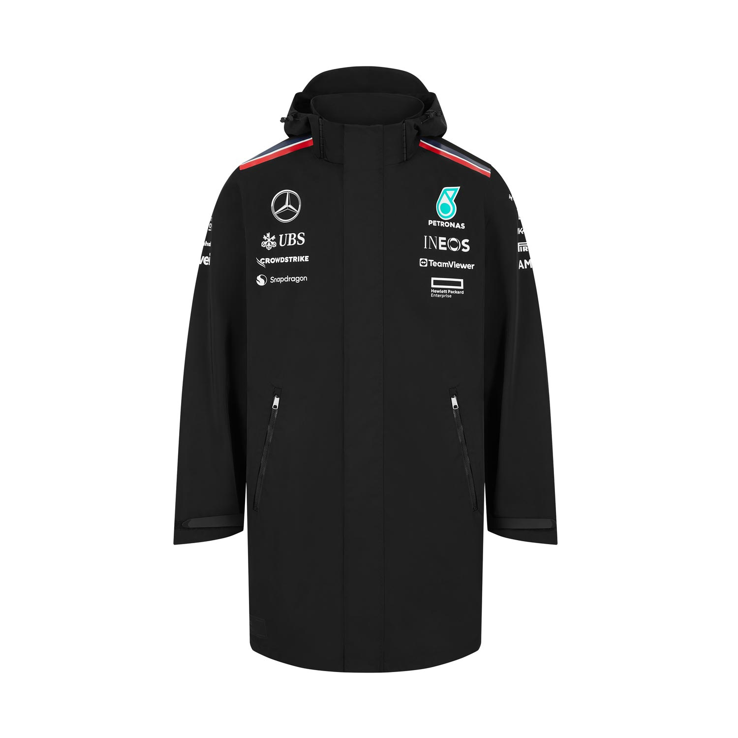 2024 Mercedes AMG Petronas F1 Men s Team Rain Black Jacket Clothing Wind Jackets Shop by Team Formula 1 Teams Mercedes F1store
